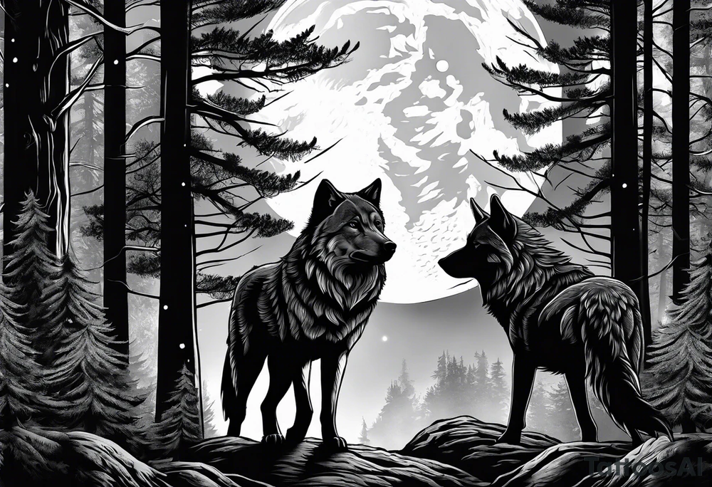 Moon
Wolves
Forest tattoo idea