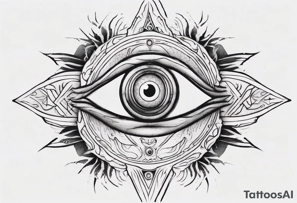 Third eye abstract fine line sketch style with artistic fill tattoo idea