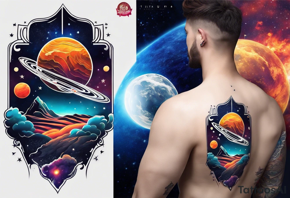 Man,solar, planet space tattoo idea
