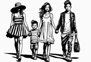 little 
1 boy 2 girls walking tattoo idea