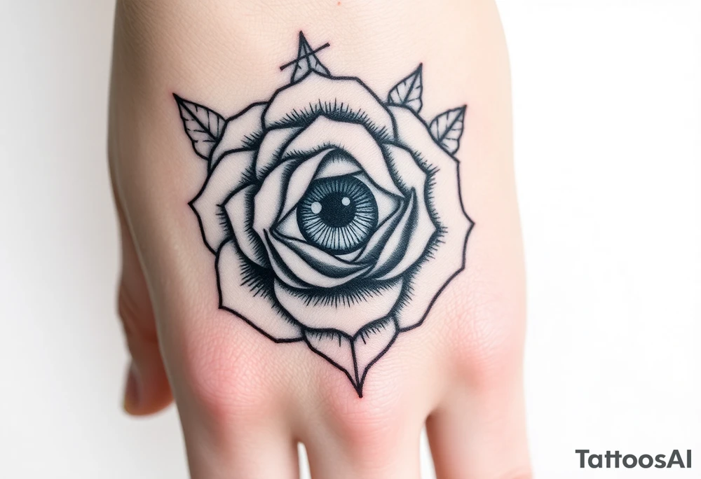 Eye of Providence inside a rose tattoo tattoo idea