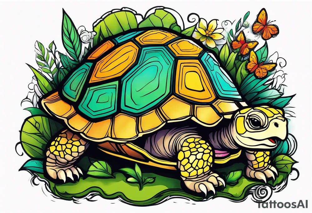 Tortoise forest tattoo idea