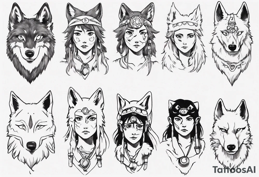 Princess mononoke wolf girl tattoo idea