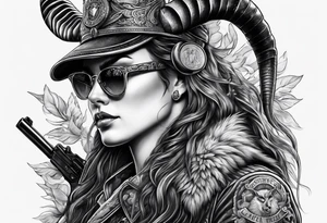 capricorn with sunglasses and a gun tattoo idea