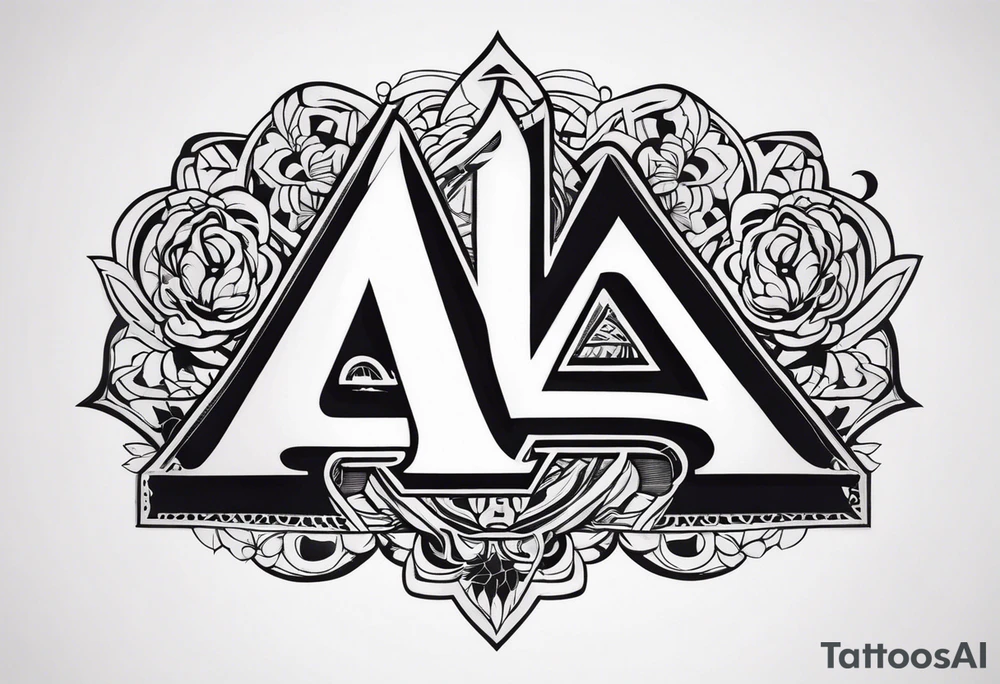 the letters A R in the middle of a ninja headband tattoo idea