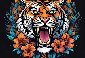 Tiger with aesthetic background tattoo idea