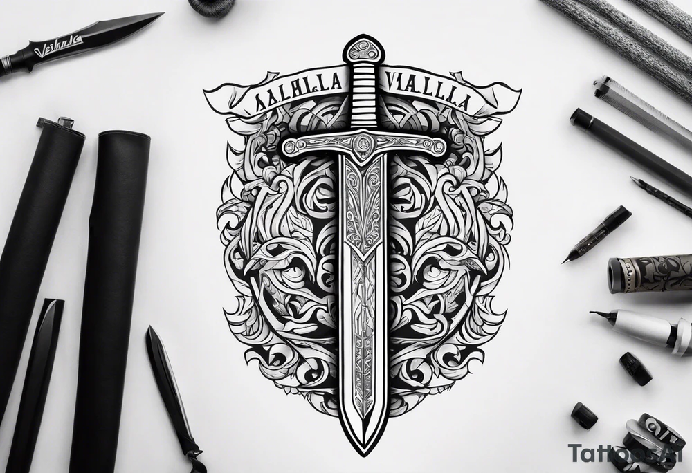 Valhalla  warrior soldier  Sword tattoo idea