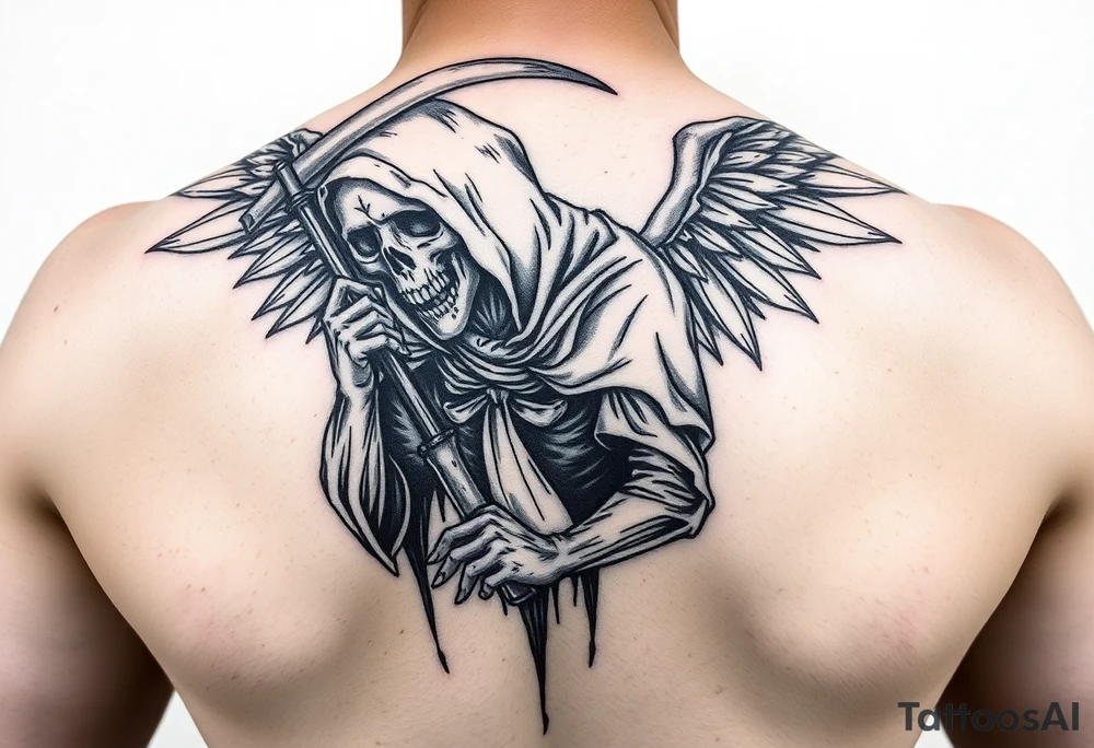 Grim reaper the fallen angel tattoo idea