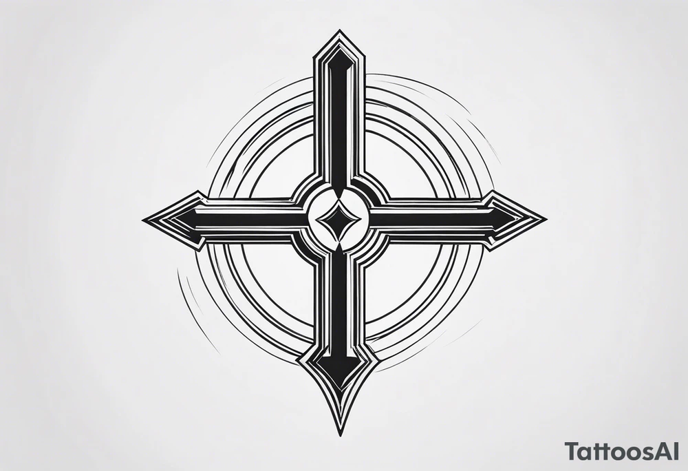 A cross with an up arrow on top tattoo idea