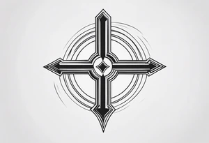 A cross with an up arrow on top tattoo idea