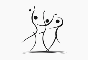 Music quarter notes connecting two dancing stick figures, symbolizing love of two daughters tattoo idea