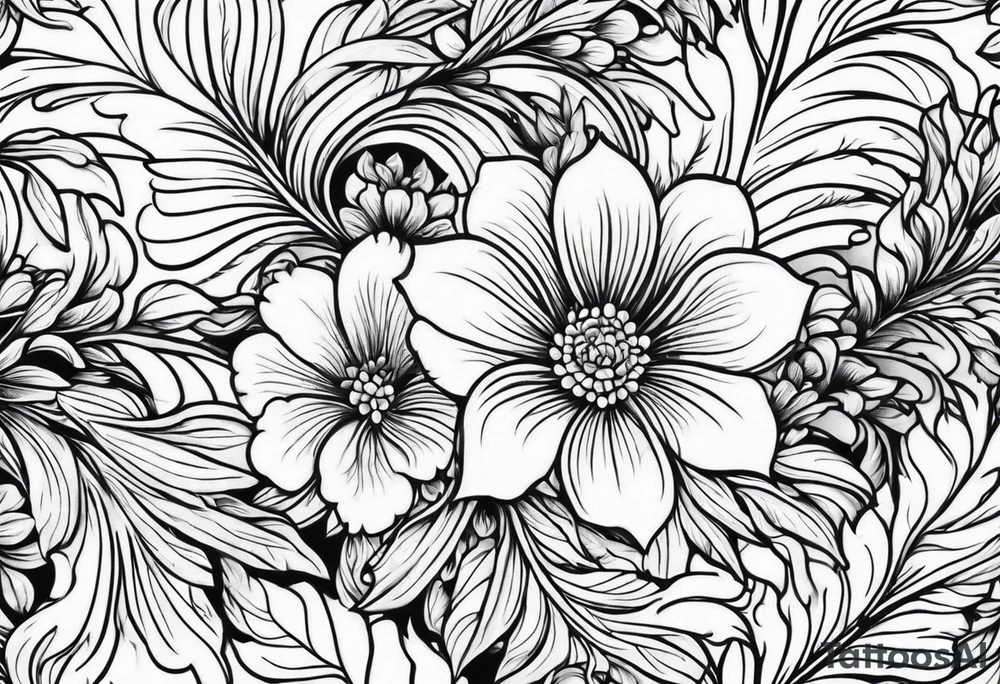 Curved floral leaves; s-shape tattoo idea