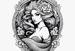 Russian mermaid creepy tattoo idea