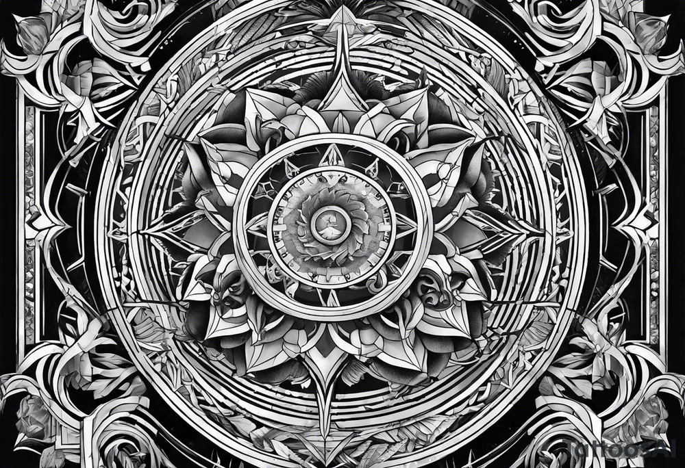 stoicism with references to death, time fate, life, and love. tattoo idea