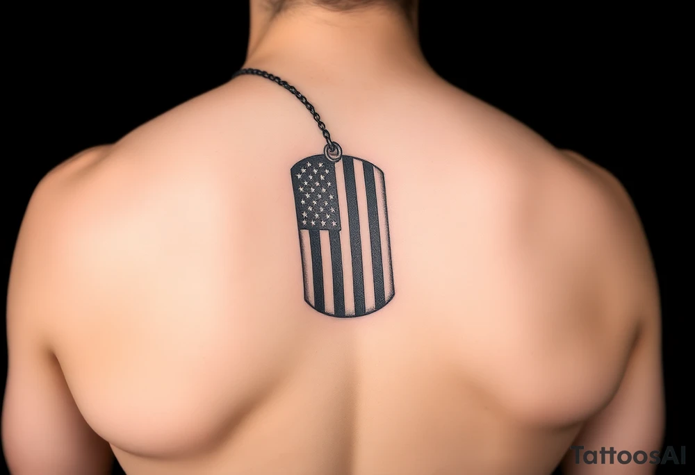 US Navy Flag on a dog tag tattoo idea