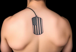US Navy Flag on a dog tag tattoo idea