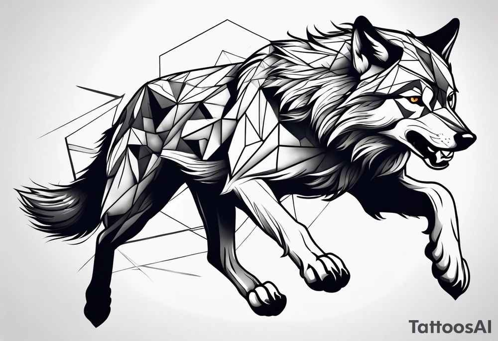 a wolf running tattoo idea