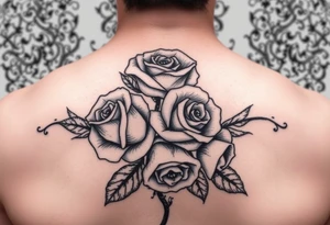 Roses with dark and filigree background tattoo idea