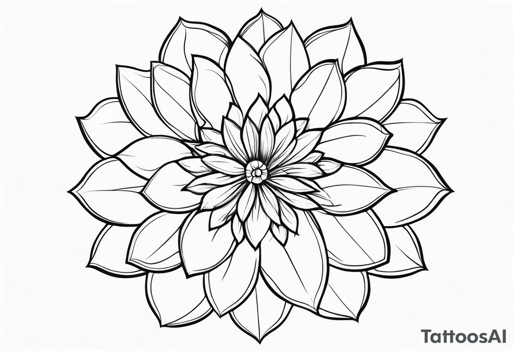 Design a minimalist floral tattoo featuring a single, graceful flower with intricate petal details in black ink tattoo idea