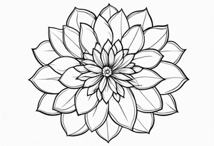 Design a minimalist floral tattoo featuring a single, graceful flower with intricate petal details in black ink tattoo idea