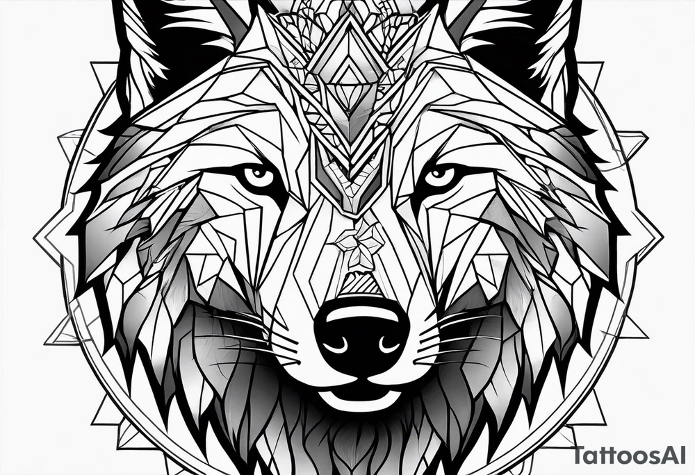 A wolf face tattoo idea