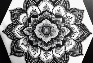 A ladylike mandala with simple dot chain tattoo idea