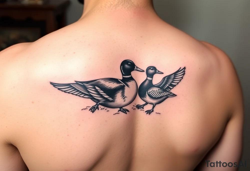 duck hunting tattoo for outside of forearm with a wood duck and mallard tattoo idea