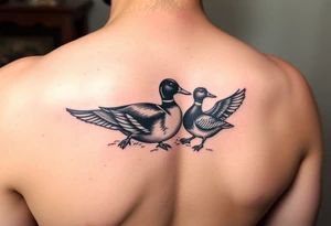 duck hunting tattoo for outside of forearm with a wood duck and mallard tattoo idea