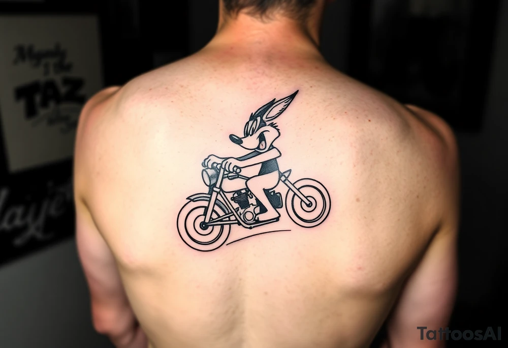 Taz looney toons character riding a motorcycle tattoo idea