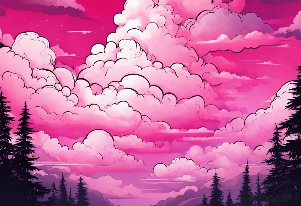 pink fluffy clouds tattoo idea