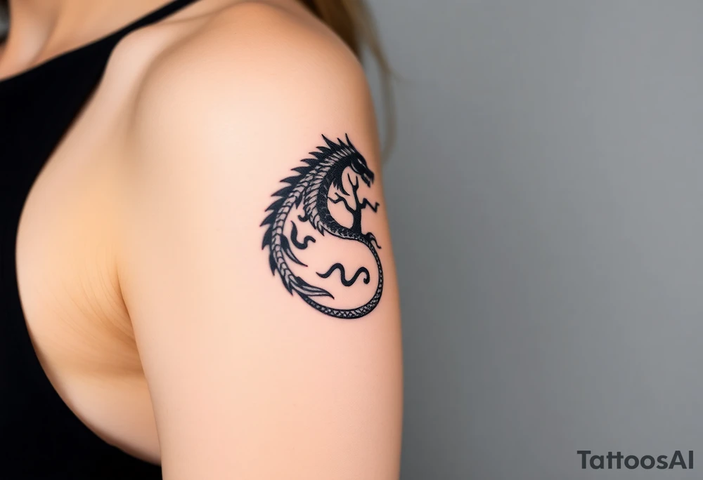 yin yang dragon tree of life tattoo idea