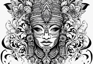 Tribal Tattoo with flowers and patterns tattoo idea