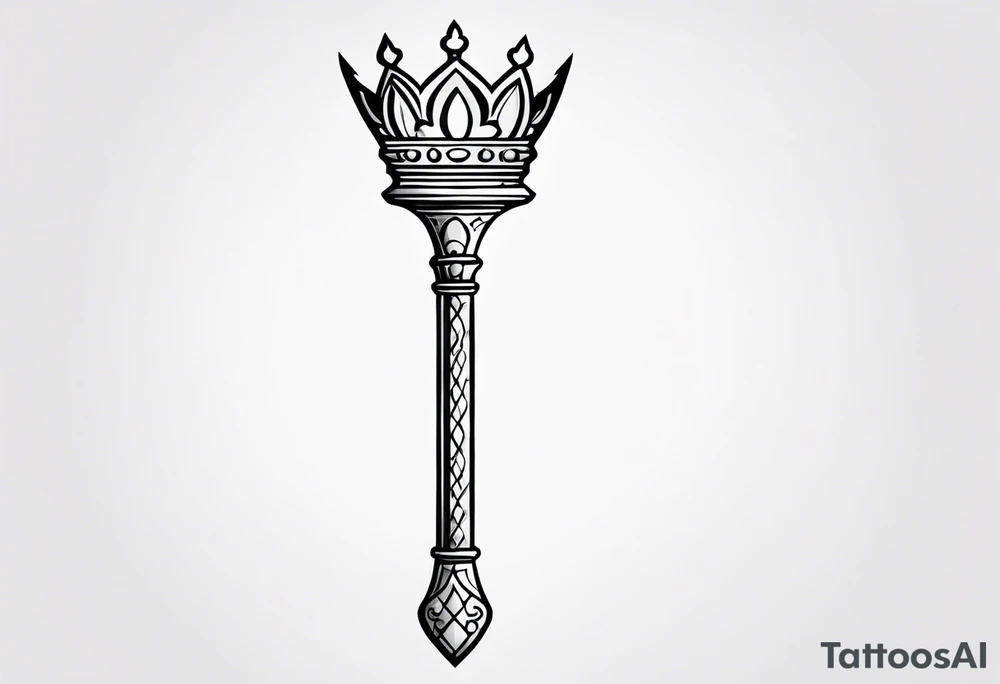 feminine scepter with a crown tattoo idea