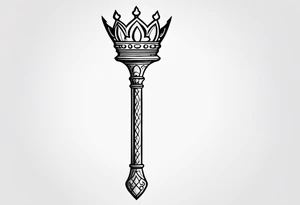 feminine scepter with a crown tattoo idea