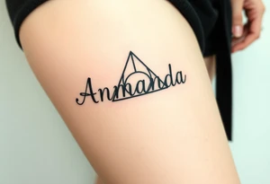 Name Amanda with Harry Potter deathly hallows tattoo idea