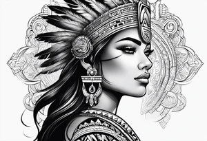Aztec princess side profile tattoo idea