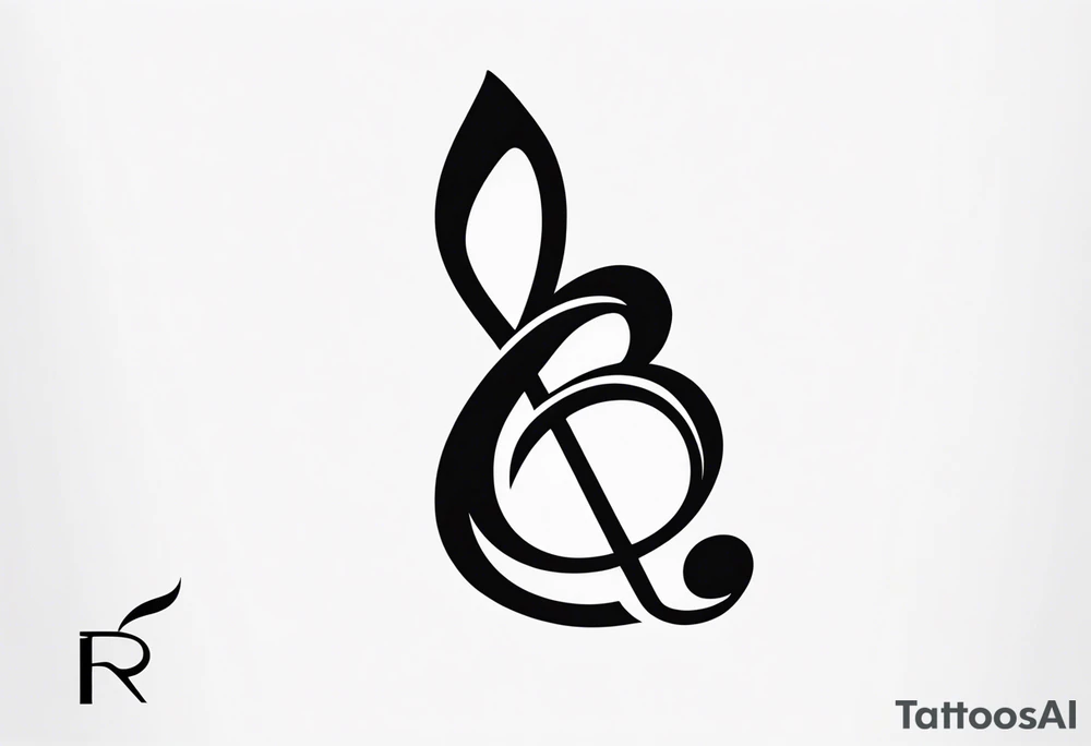 Treble clef incorporating the letters R and L tattoo idea
