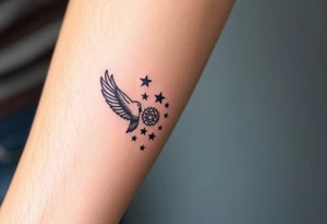 two birds, stars and infinity theme tattoo idea