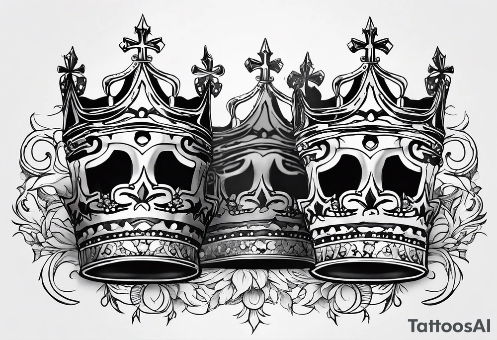 his and her crowns. Crowns only. Simplistic and detailed. fine lines tattoo idea
