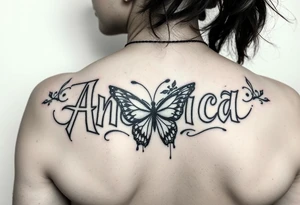 Anastacia in old English mixed with graffiti needs a butterfly or two long beach California vibes as a sleeve tattoo idea