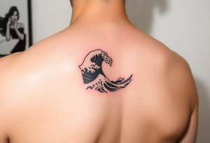 A minimalist tattoo the wave emoticon placed on the upper arm tattoo idea