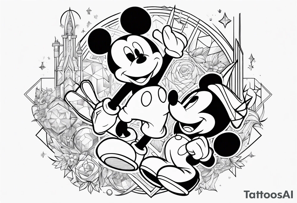futuristic disney characters tattoo idea