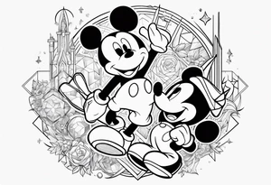 futuristic disney characters tattoo idea