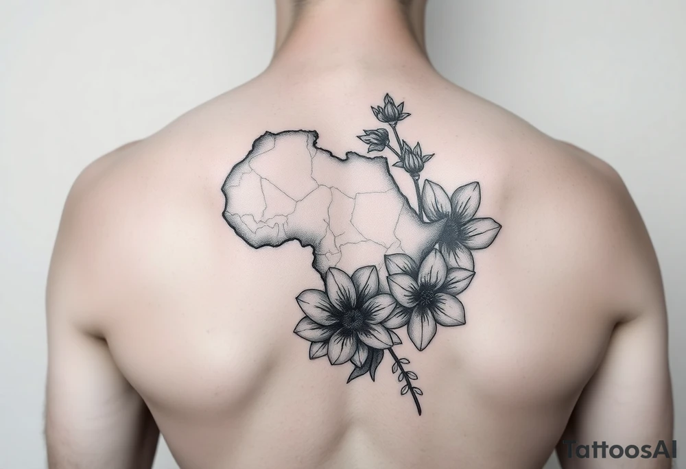 Africa and flower tattoo idea