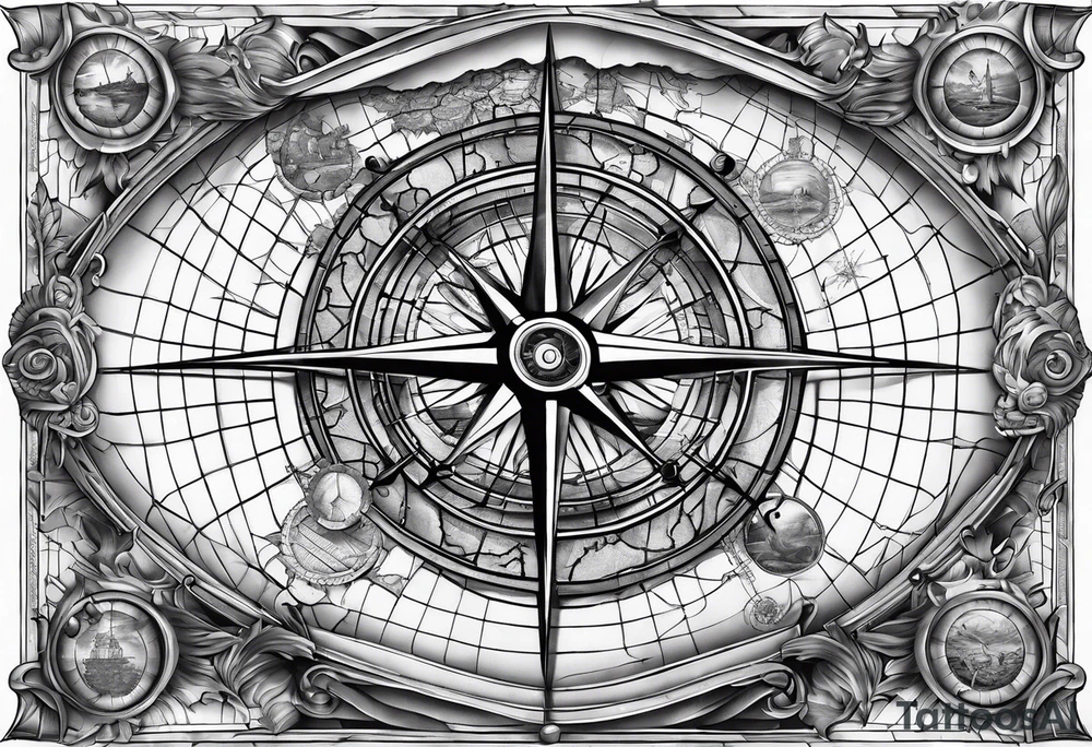 nautical map for an arm sleeve tattoo idea
