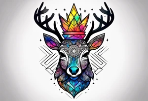 stag featuring colours of the universe and galaxies in amsterdam in the shape of a pineapple tattoo idea