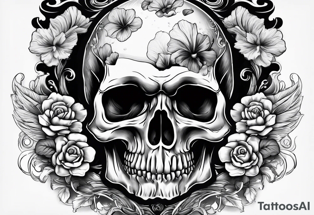 Skull with mushroom cloud tattoo idea