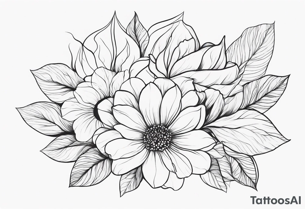 feminin minimalist flowers with little fow tattoo idea