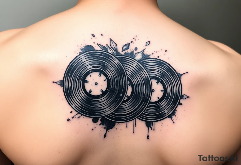 vinyl records with water color tattoo idea