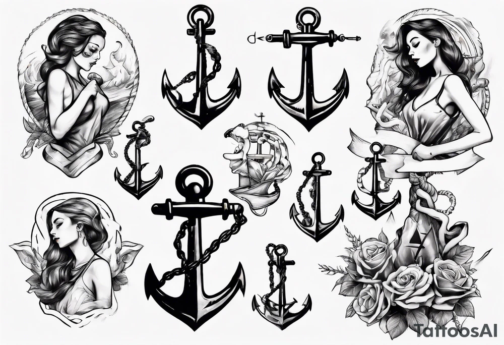Woman holding onto an anchor tattoo idea